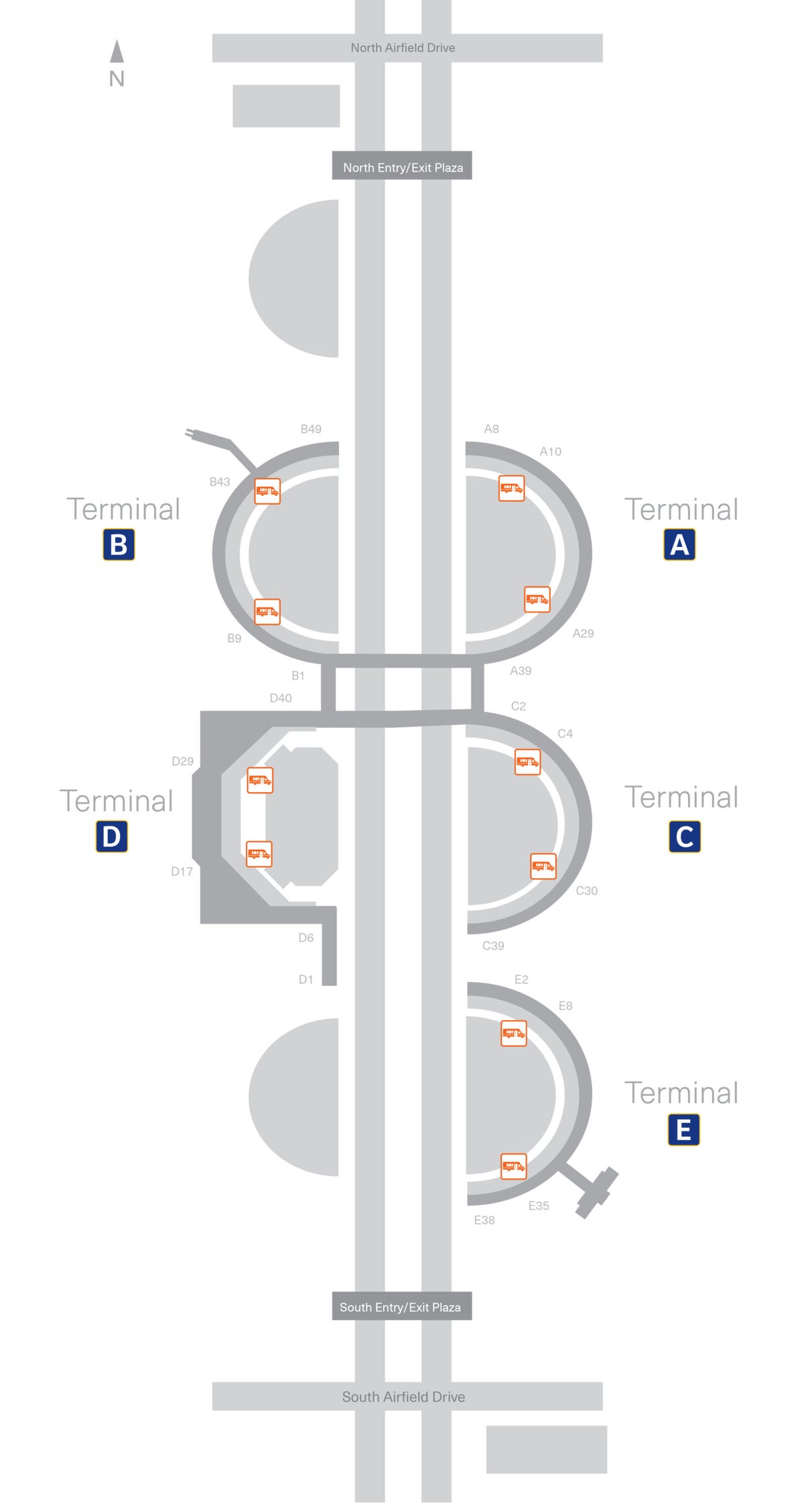 DFW Terminal Link Stops location map