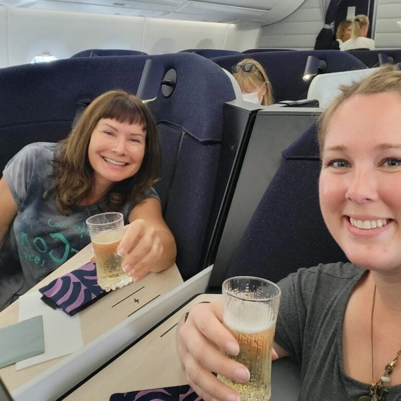 Do I love Finnair’s new non-motorized seat? No. But at least the champagne is good.